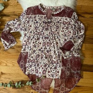 LUCKY BRAND Floral Blouse 3/4 Sleeve